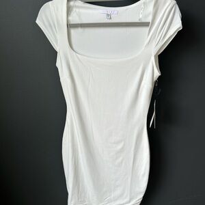 Iris White Fitted Cap Sleeve Bodysuit Dress